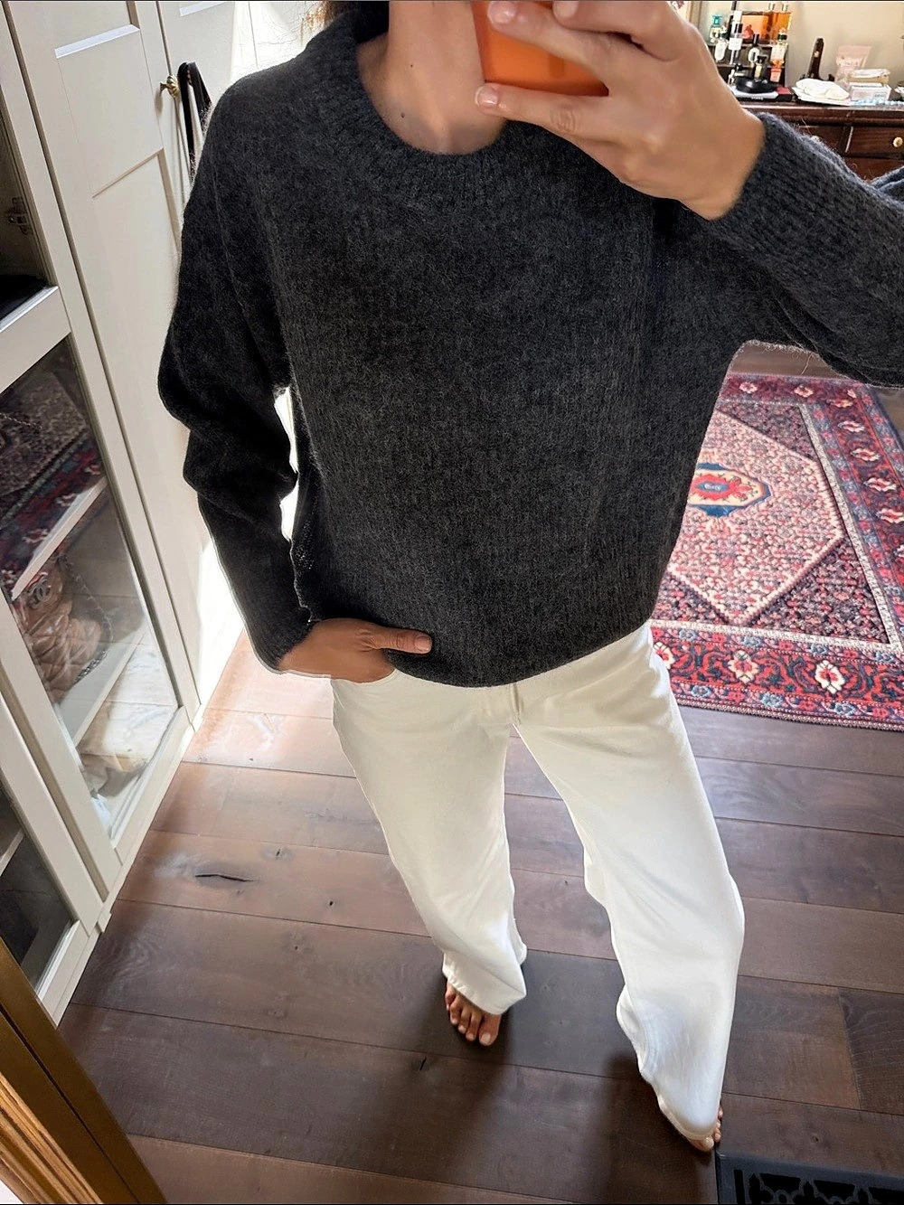 Everlane The Cocoon Crew in Alpaca Gray Alpaca Crewneck Sweater